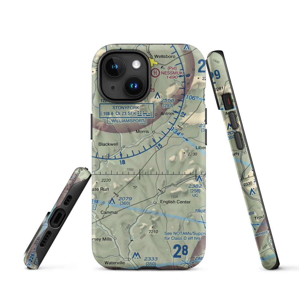 Echo Airport (PN0) VFR Sectional  Tough iPhone Case iPhone 15 model shown