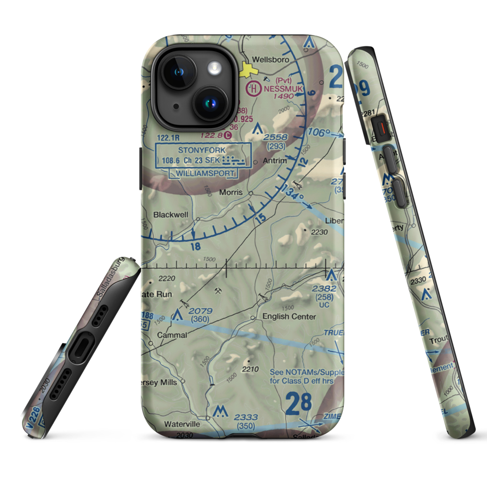 Echo Airport (PN0) VFR Sectional  Tough iPhone Case iPhone 15 Plus model shown