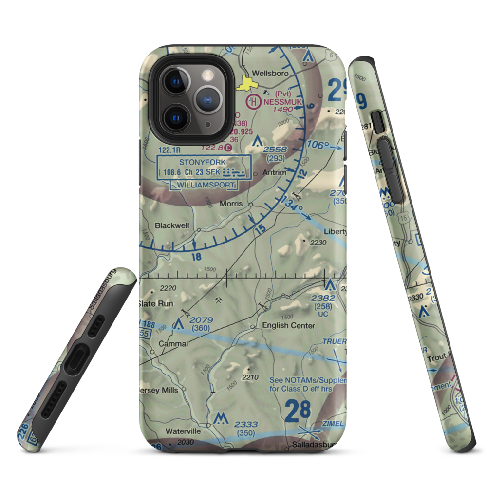 Echo Airport (PN0) VFR Sectional  Tough iPhone Case iPhone 11 Pro Max model shown