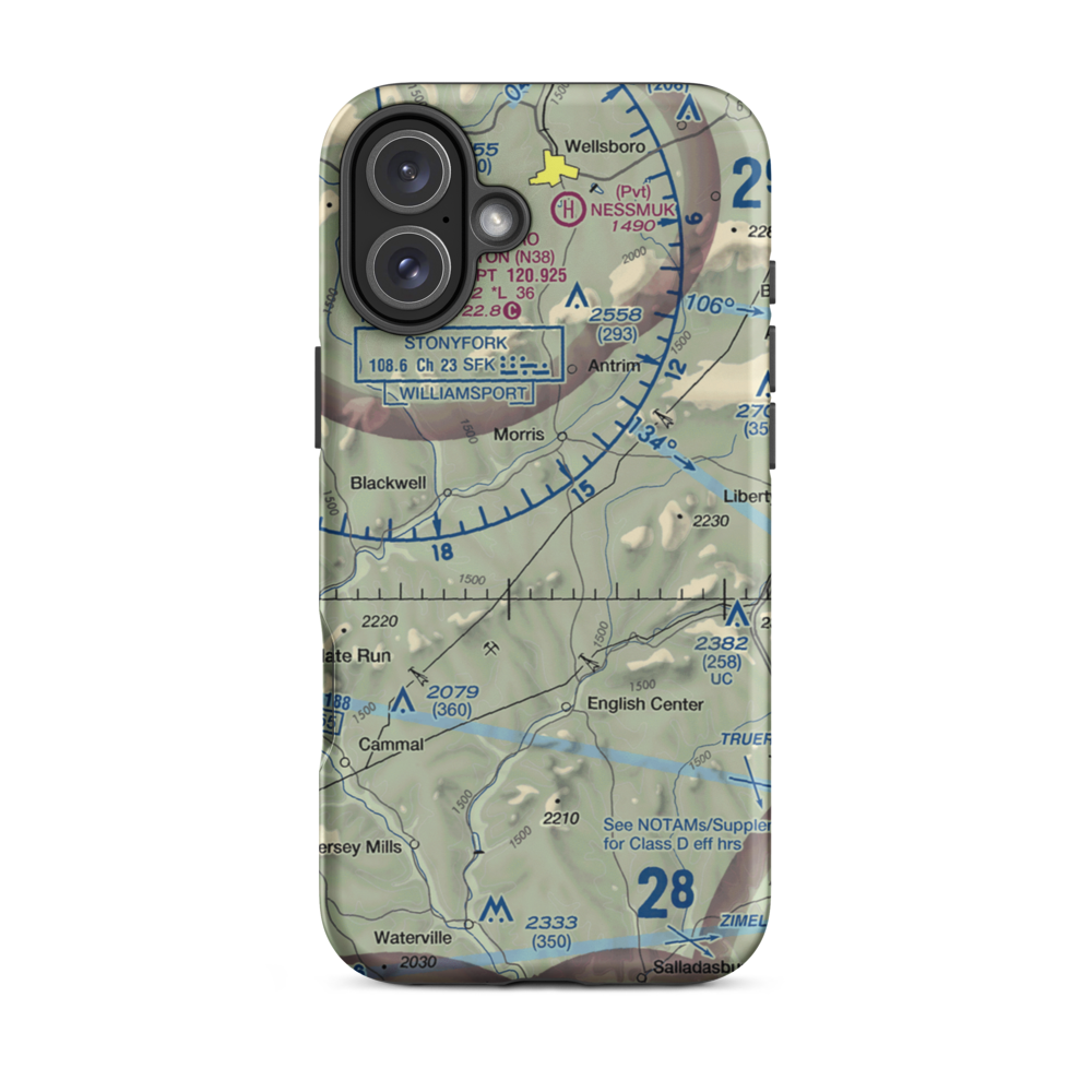 Echo Airport (PN0) VFR Sectional  Tough iPhone Case iPhone 16 Plus model shown