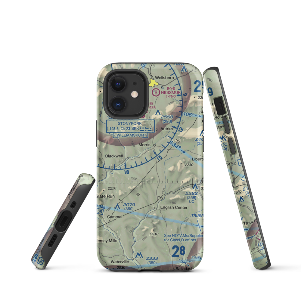 Echo Airport (PN0) VFR Sectional  Tough iPhone Case iPhone 12 mini model shown