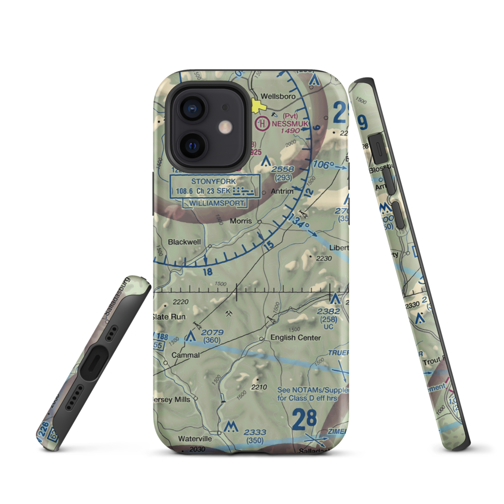 Echo Airport (PN0) VFR Sectional  Tough iPhone Case iPhone 12 model shown