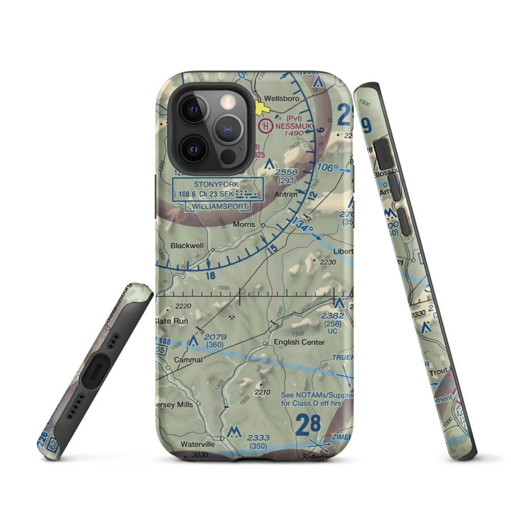 Echo Airport (PN0) VFR Sectional  Tough iPhone Case iPhone 12 Pro model shown