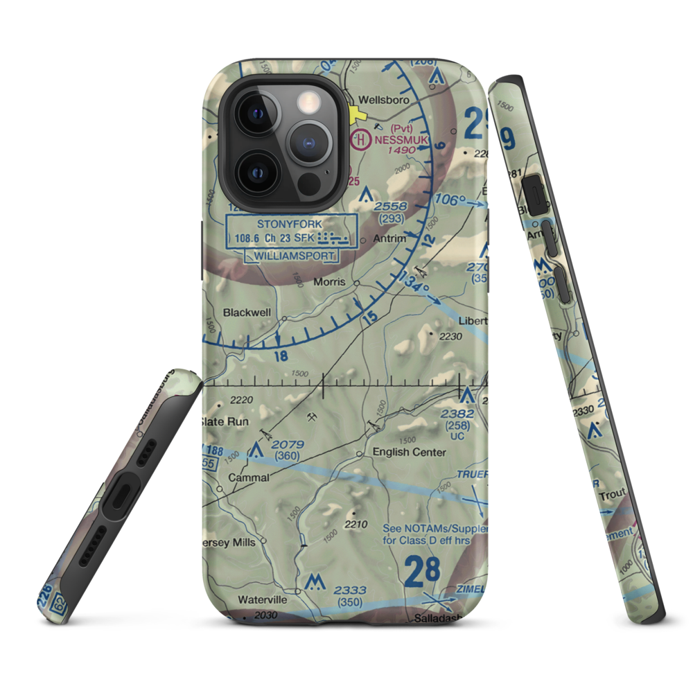 Echo Airport (PN0) VFR Sectional  Tough iPhone Case iPhone 12 Pro Max model shown