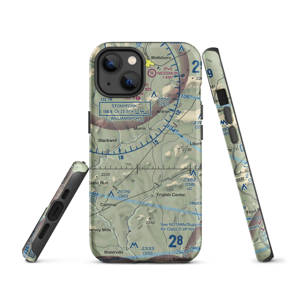 Echo Airport (PN0) VFR Sectional  Tough iPhone Case iPhone 13 model shown
