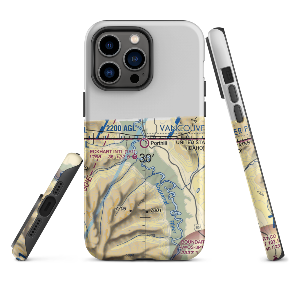 Eckhart International Airport (1S1) VFR Sectional  Tough iPhone Case iPhone 14 Pro Max model shown