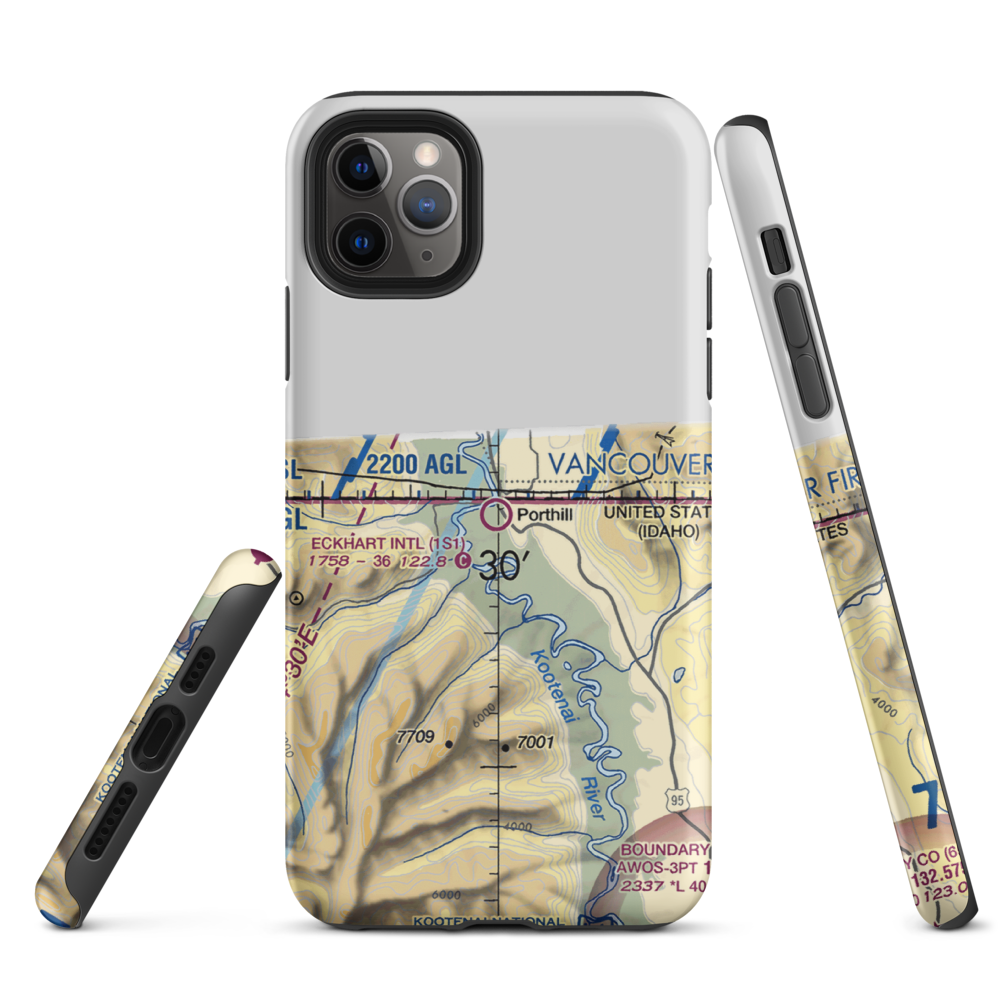 Eckhart International Airport (1S1) VFR Sectional  Tough iPhone Case iPhone 11 Pro Max model shown
