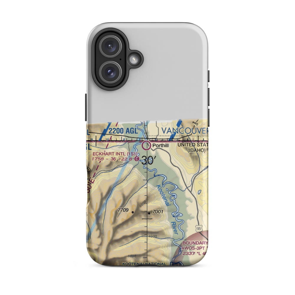 Eckhart International Airport (1S1) VFR Sectional  Tough iPhone Case iPhone 16 Plus model shown