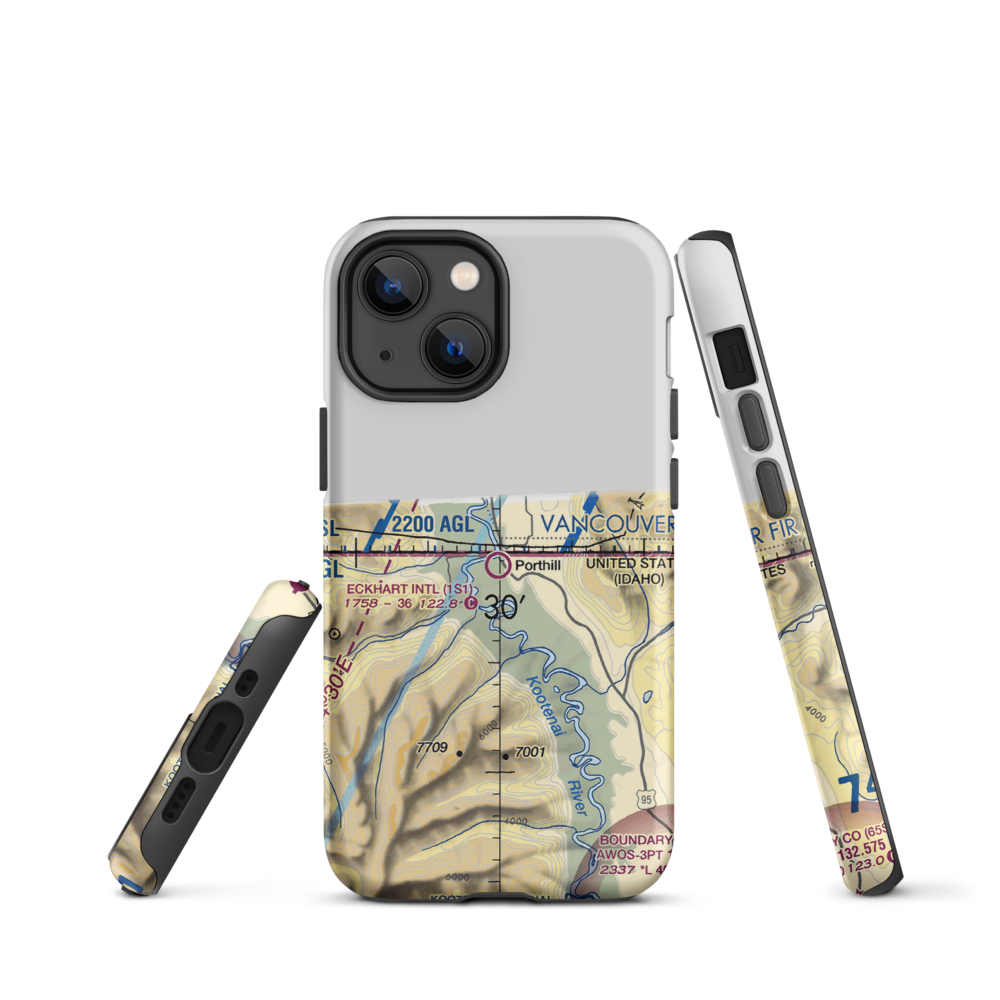 Eckhart International Airport (1S1) VFR Sectional  Tough iPhone Case iPhone 13 mini model shown