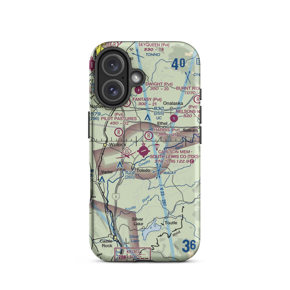 Ed Carlson Memorial Field South Lewis County Airport (TDO) VFR Sectional  Tough iPhone Case iPhone 16 model shown