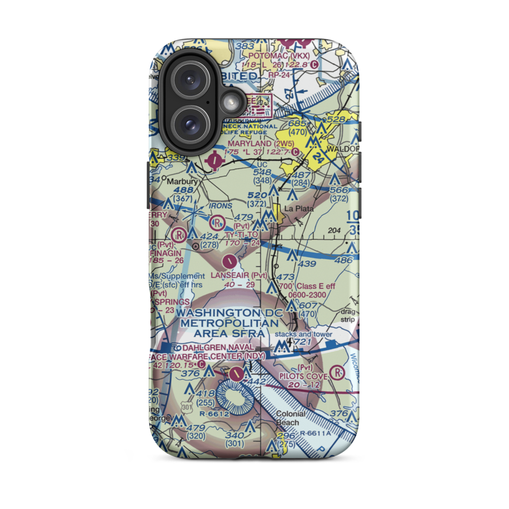 Edelen Field (5MD8) VFR Sectional  Tough iPhone Case iPhone 16 Plus model shown