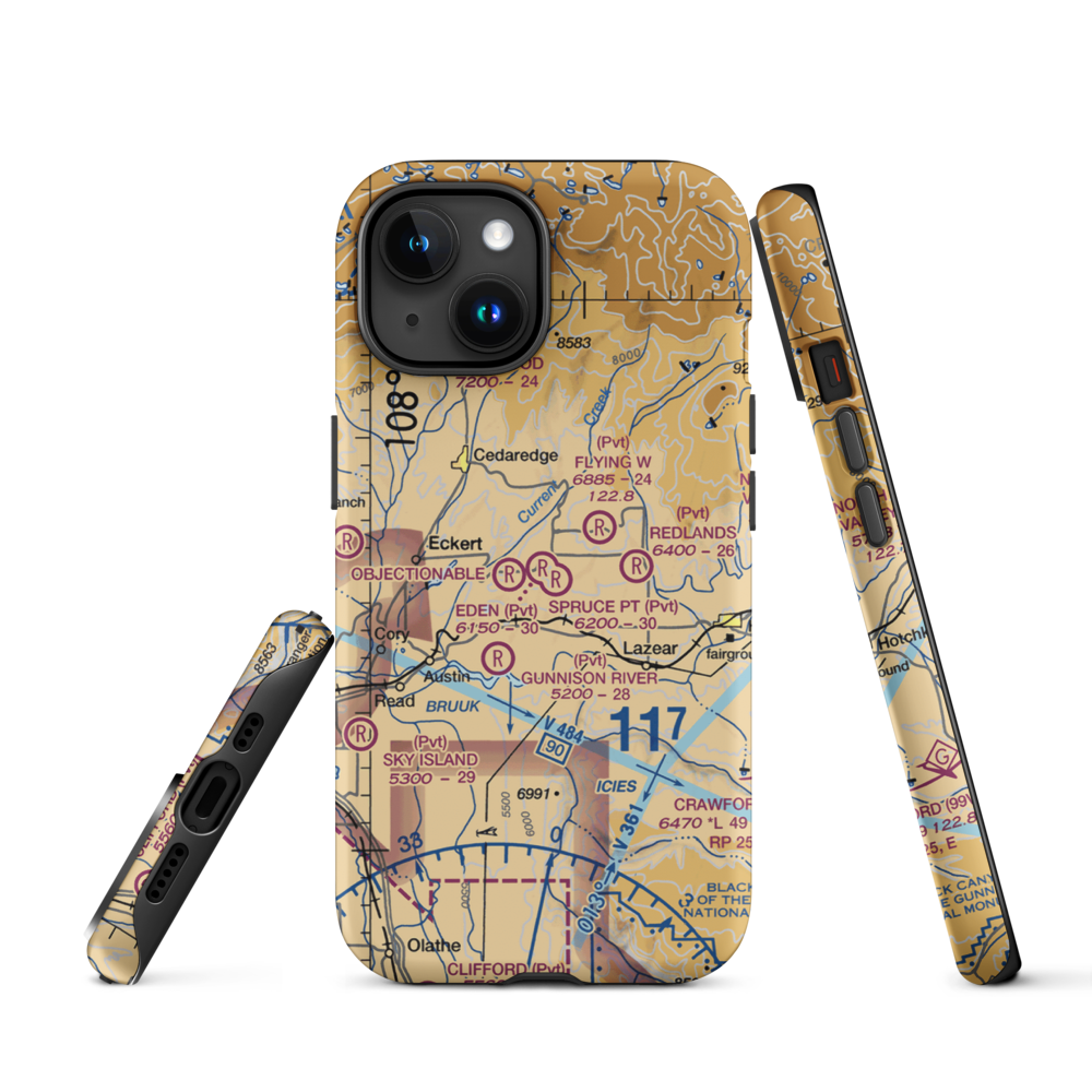 Eden Ranch Airport (CO76) VFR Sectional  Tough iPhone Case iPhone 15 model shown