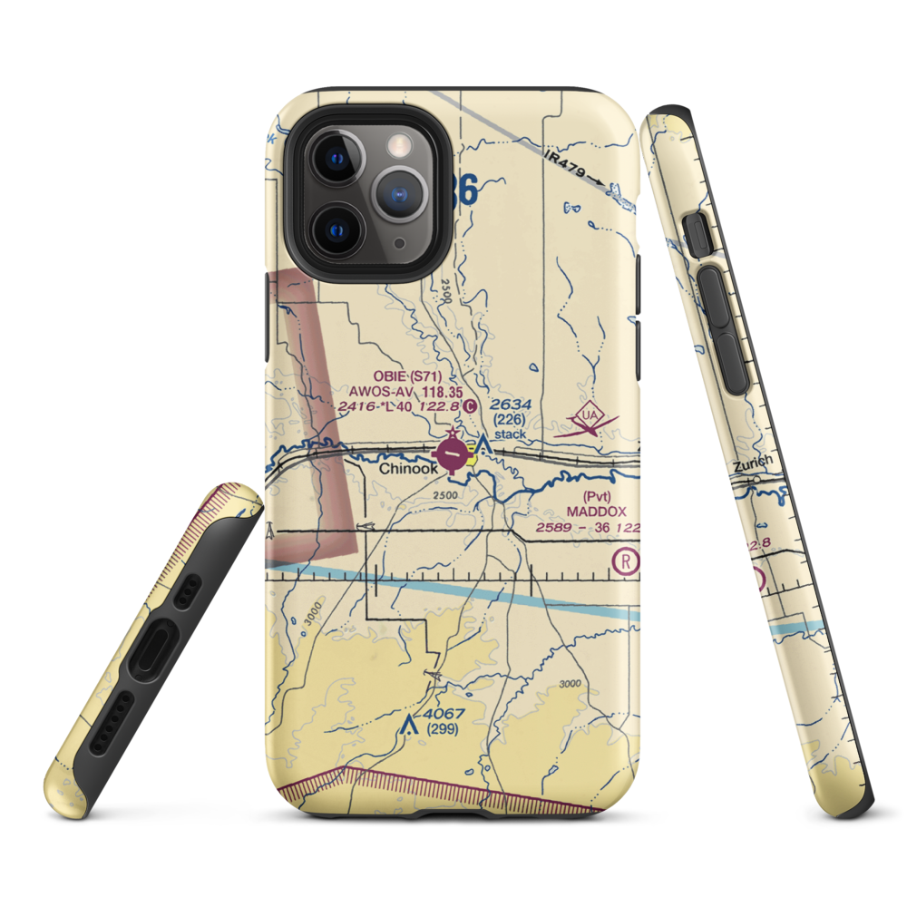 Edgar G Obie Airport (S71) VFR Sectional  Tough iPhone Case iPhone 11 Pro model shown