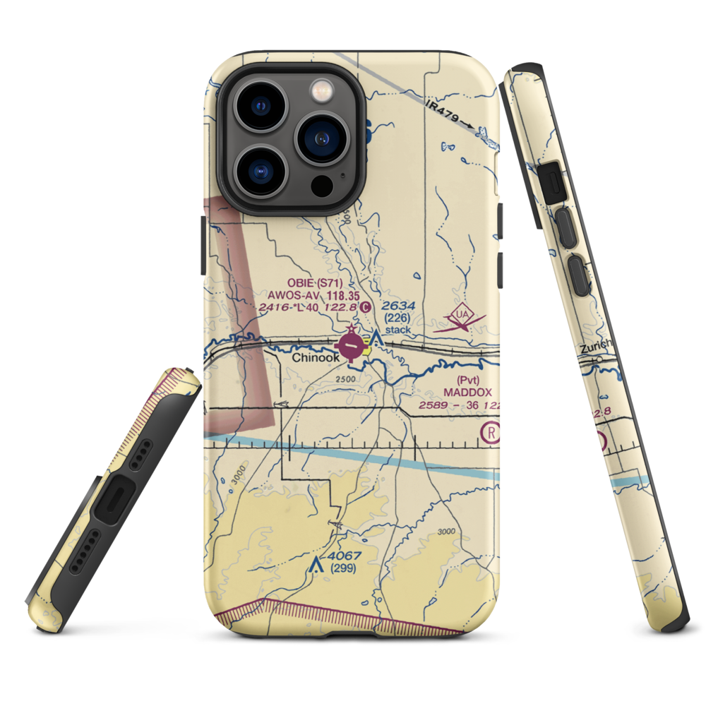 Edgar G Obie Airport (S71) VFR Sectional  Tough iPhone Case iPhone 13 Pro Max model shown