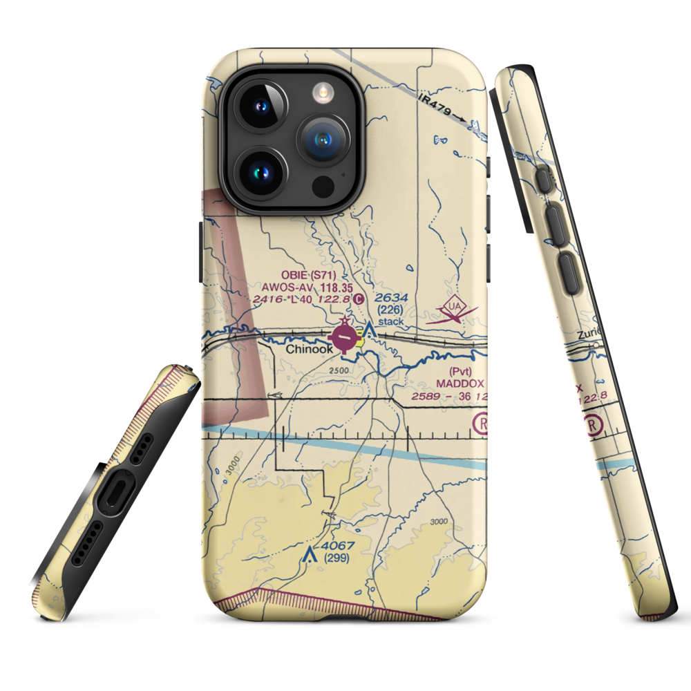 Edgar G Obie Airport (S71) VFR Sectional  Tough iPhone Case iPhone 15 Pro Max model shown