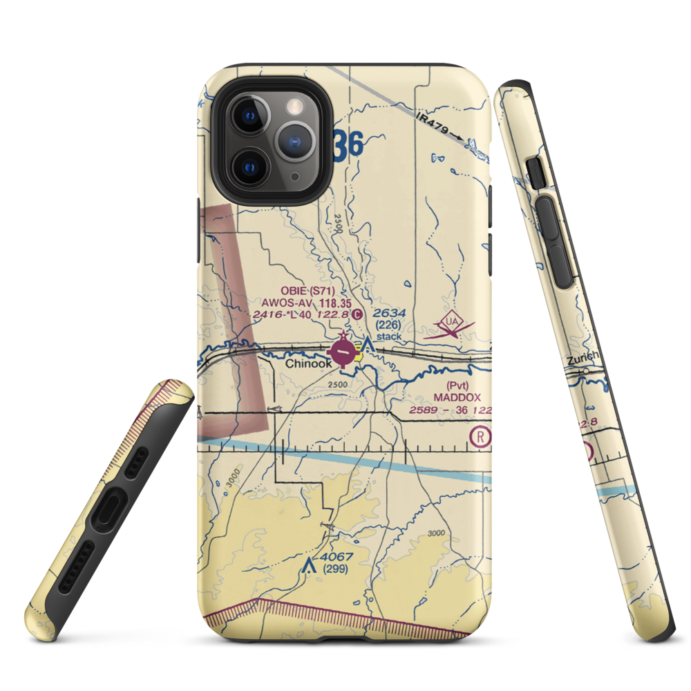 Edgar G Obie Airport (S71) VFR Sectional  Tough iPhone Case iPhone 11 Pro Max model shown