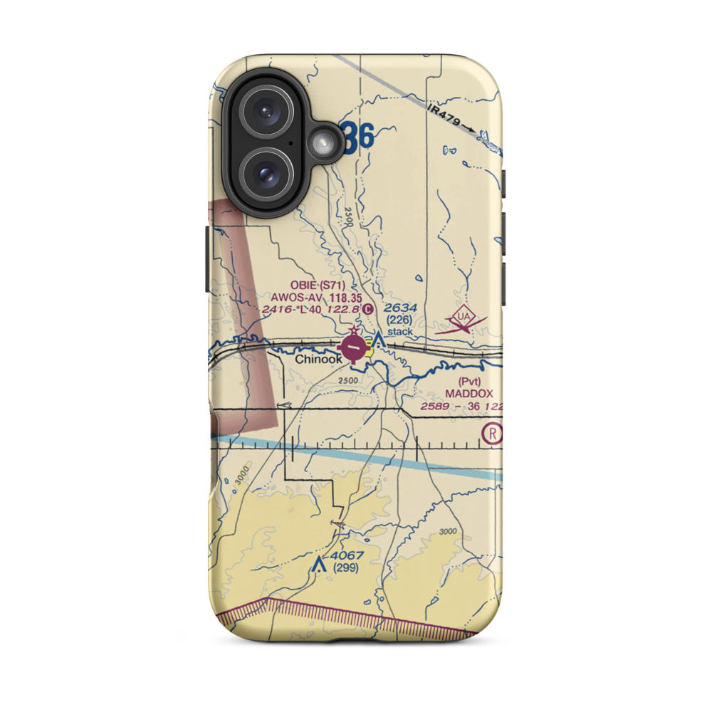 Edgar G Obie Airport (S71) VFR Sectional  Tough iPhone Case iPhone 16 Plus model shown