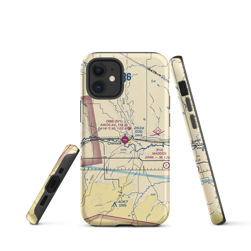 Edgar G Obie Airport (S71) VFR Sectional  Tough iPhone Case iPhone 12 mini model shown
