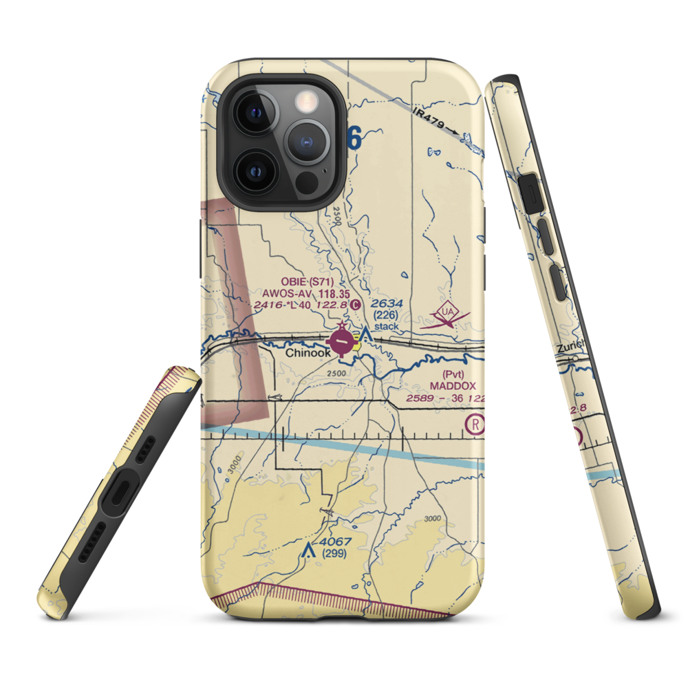 Edgar G Obie Airport (S71) VFR Sectional  Tough iPhone Case iPhone 12 Pro Max model shown