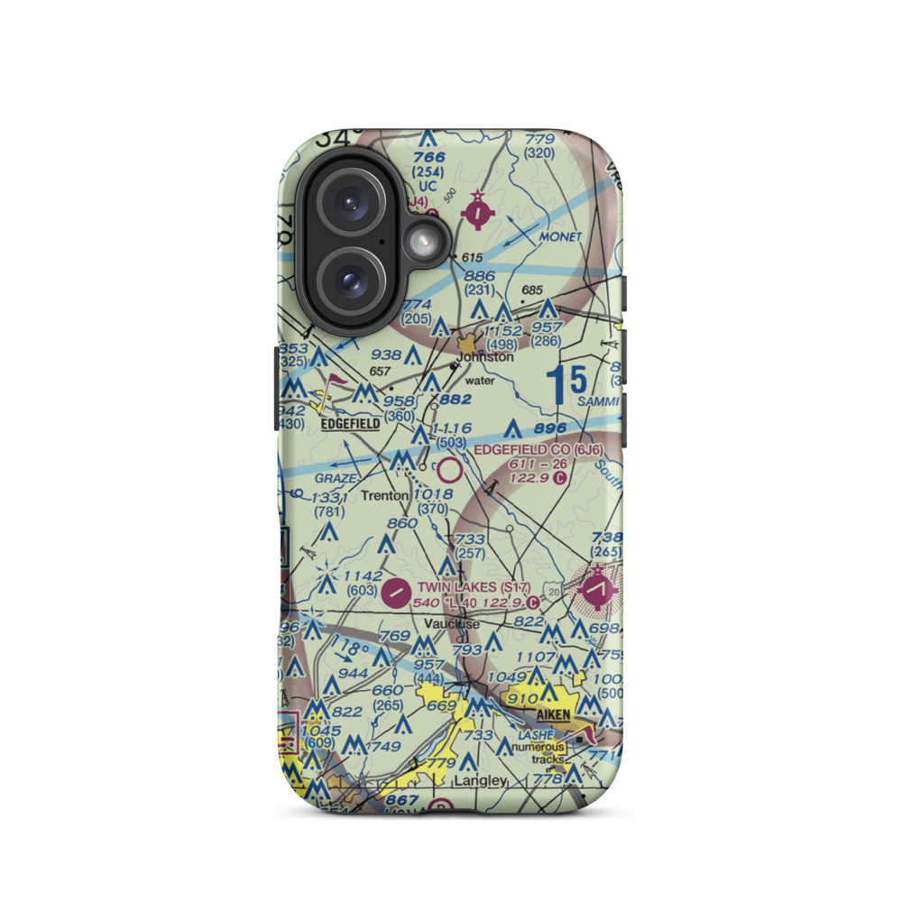 Edgefield County Airport (6J6) VFR Sectional  Tough iPhone Case iPhone 16 model shown