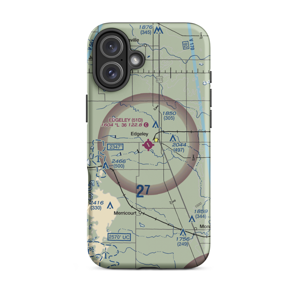 Edgeley Municipal Airport (51D) VFR Sectional  Tough iPhone Case iPhone 16 Plus model shown