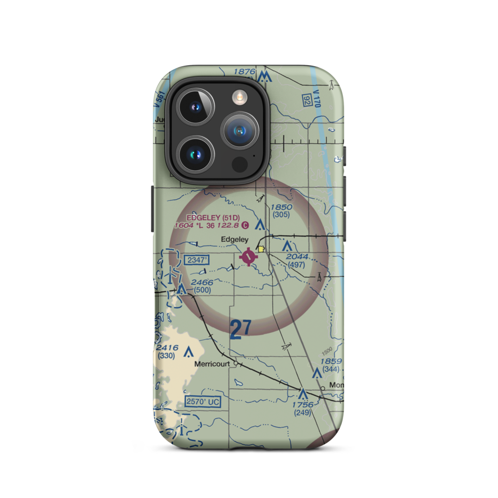 Edgeley Municipal Airport (51D) VFR Sectional  Tough iPhone Case iPhone 16 Pro model shown
