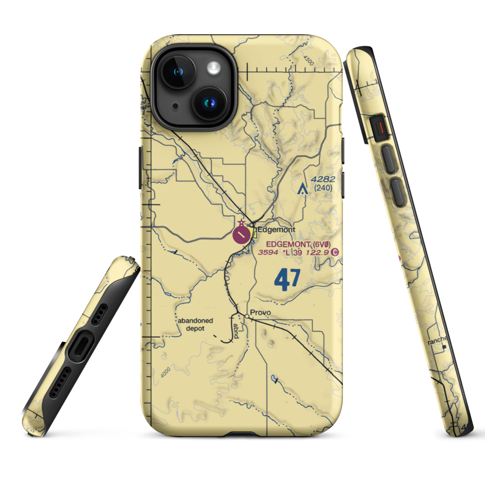 Edgemont Municipal Airport (6V0) VFR Sectional  Tough iPhone Case iPhone 15 Plus model shown