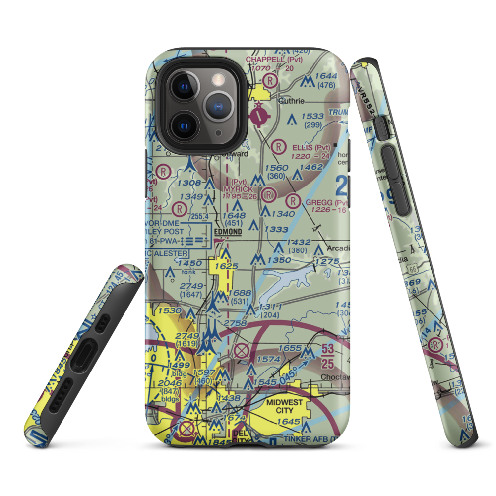 Edmond Airport (0OK0) VFR Sectional  Tough iPhone Case iPhone 11 Pro model shown