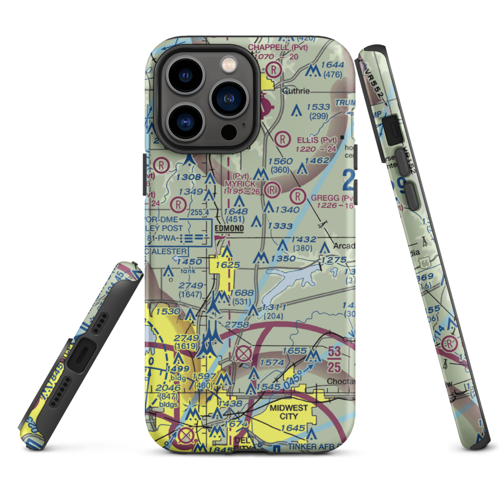 Edmond Airport (0OK0) VFR Sectional  Tough iPhone Case iPhone 13 Pro Max model shown