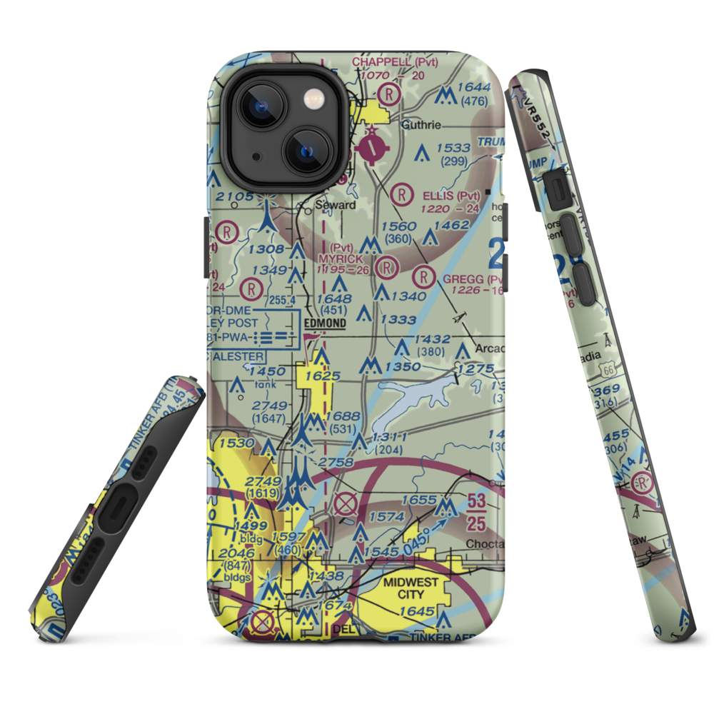 Edmond Airport (0OK0) VFR Sectional  Tough iPhone Case iPhone 14 Plus model shown