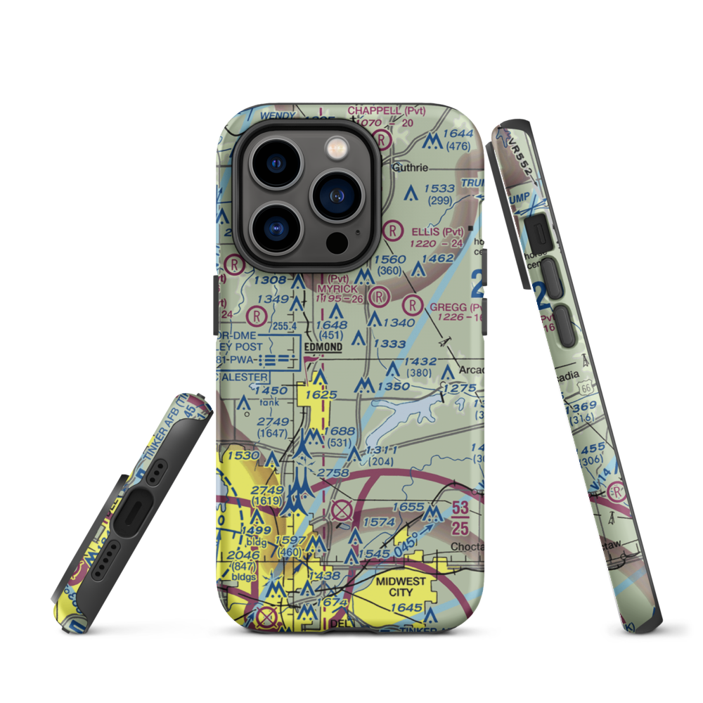Edmond Airport (0OK0) VFR Sectional  Tough iPhone Case iPhone 14 Pro model shown
