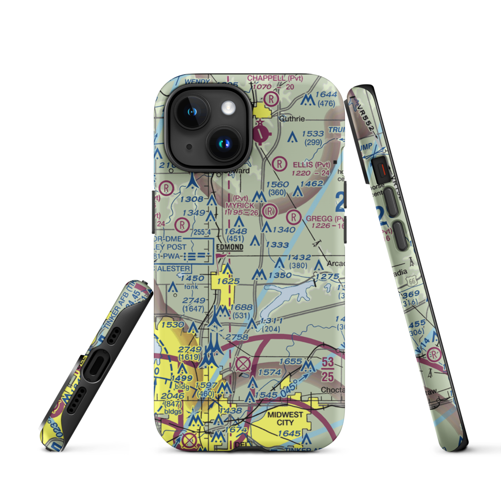Edmond Airport (0OK0) VFR Sectional  Tough iPhone Case iPhone 15 model shown