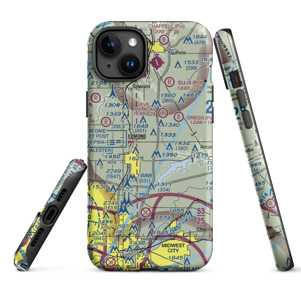 Edmond Airport (0OK0) VFR Sectional  Tough iPhone Case iPhone 15 Plus model shown