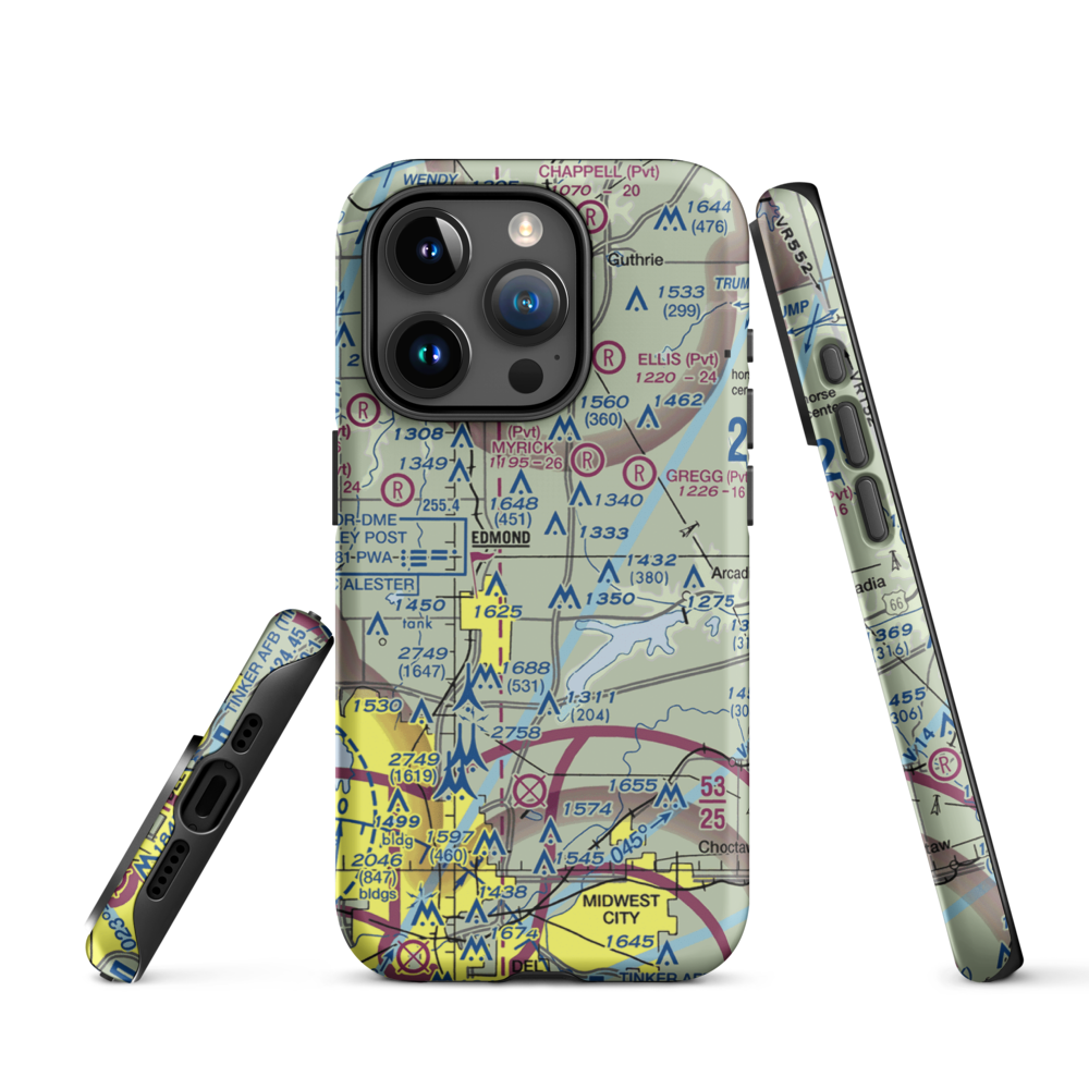 Edmond Airport (0OK0) VFR Sectional  Tough iPhone Case iPhone 15 Pro model shown
