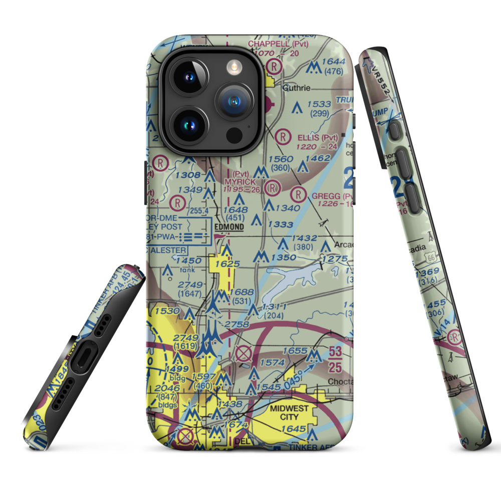 Edmond Airport (0OK0) VFR Sectional  Tough iPhone Case iPhone 15 Pro Max model shown