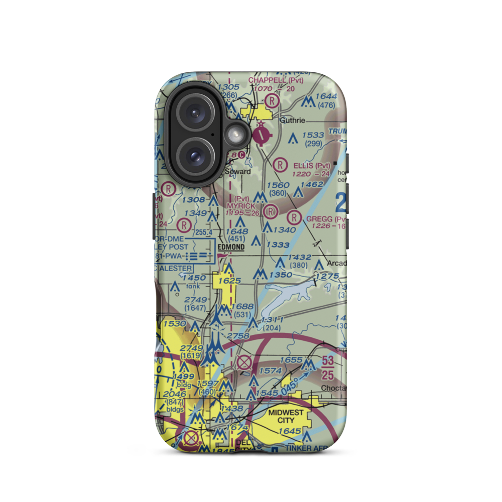 Edmond Airport (0OK0) VFR Sectional  Tough iPhone Case iPhone 16 model shown