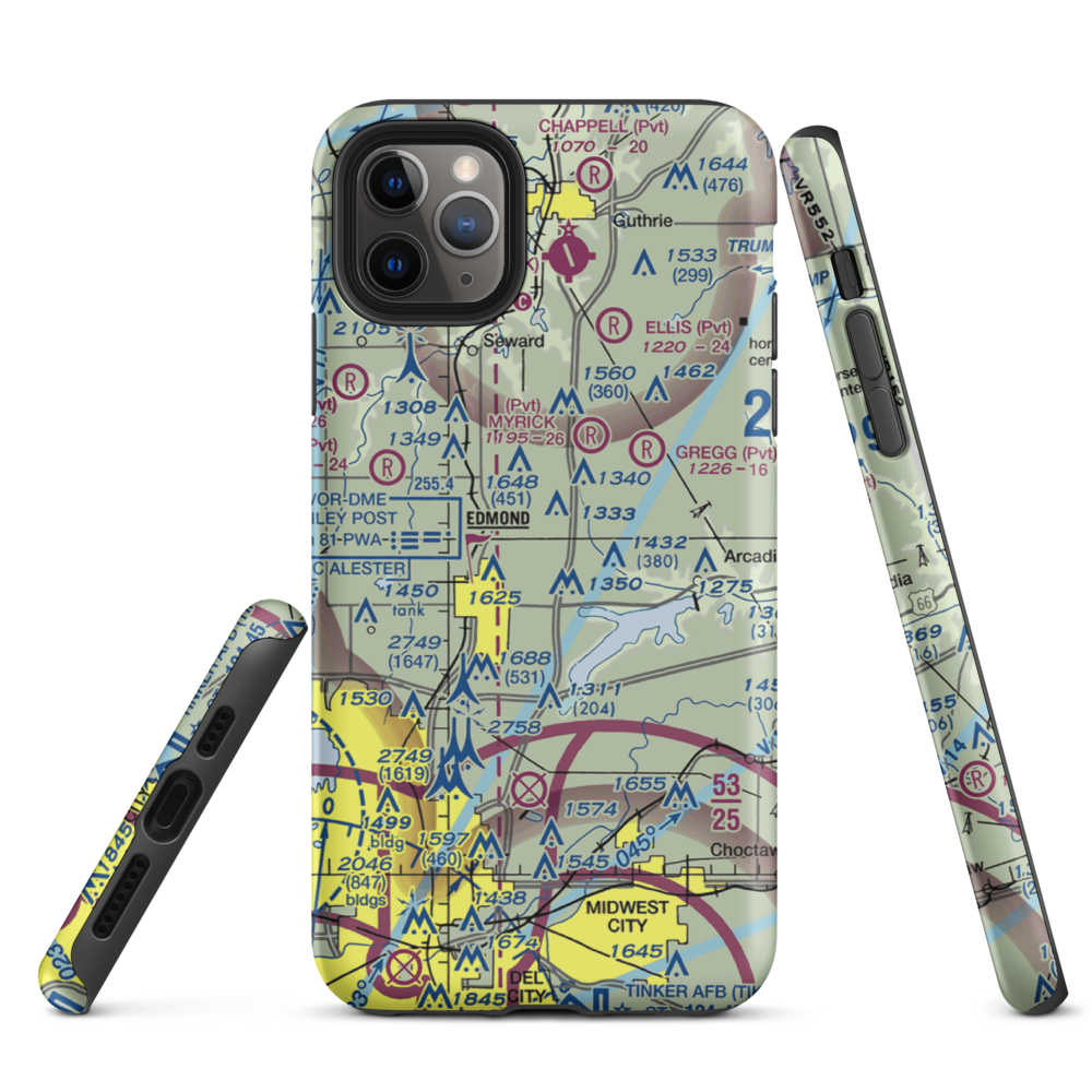 Edmond Airport (0OK0) VFR Sectional  Tough iPhone Case iPhone 11 Pro Max model shown
