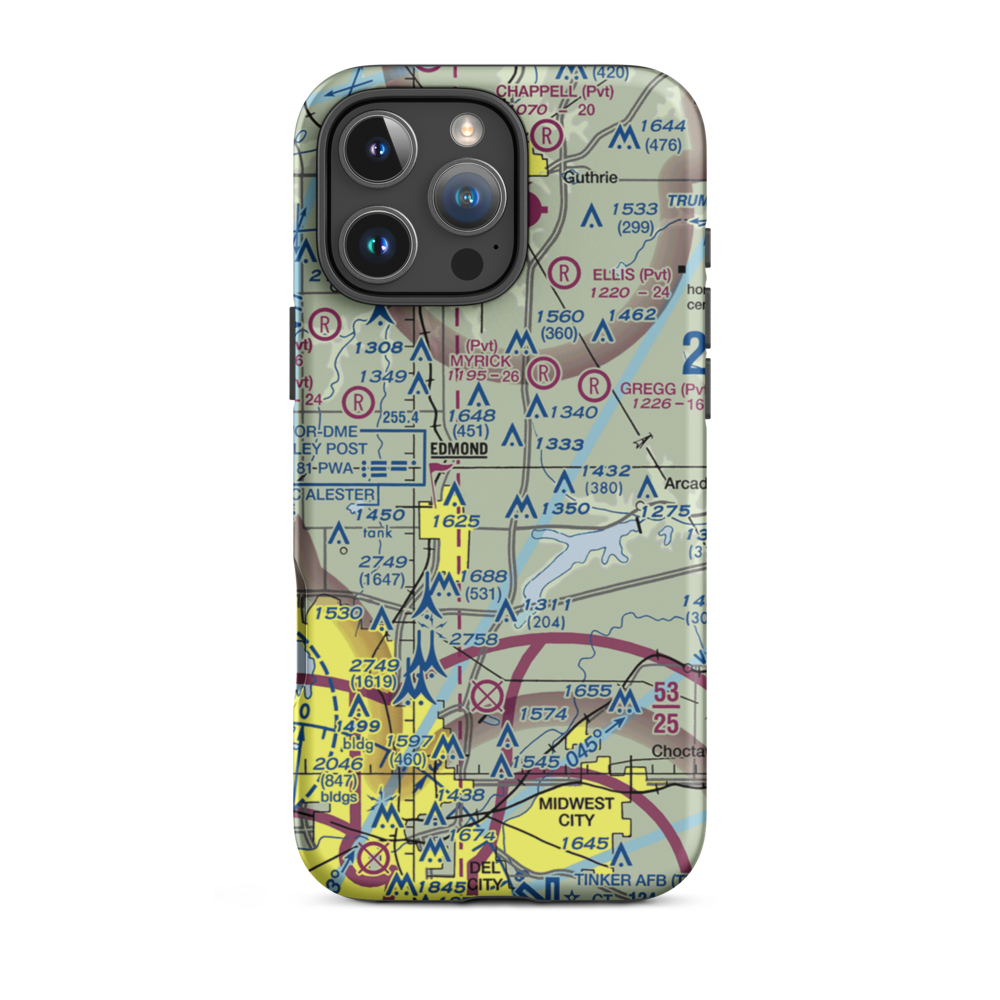 Edmond Airport (0OK0) VFR Sectional  Tough iPhone Case iPhone 16 Pro Max model shown