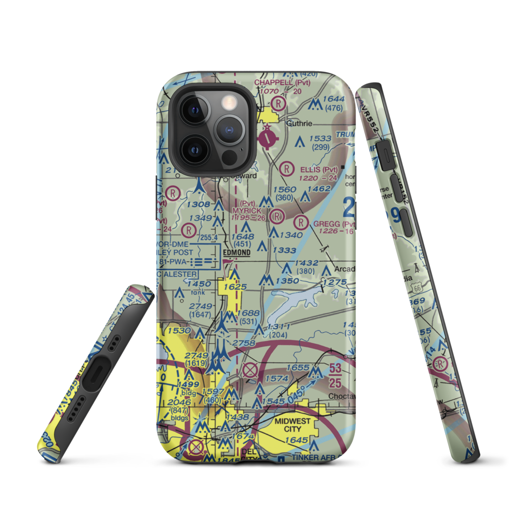 Edmond Airport (0OK0) VFR Sectional  Tough iPhone Case iPhone 12 Pro model shown