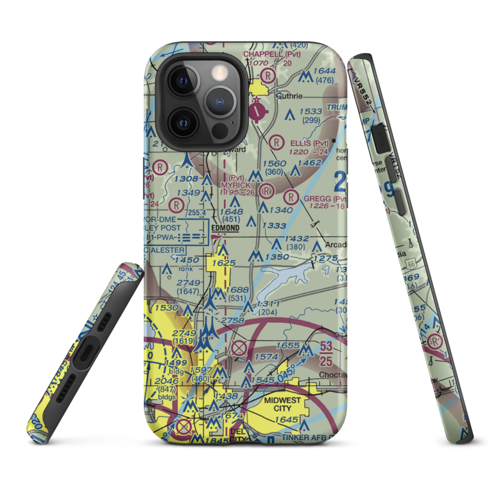 Edmond Airport (0OK0) VFR Sectional  Tough iPhone Case iPhone 12 Pro Max model shown