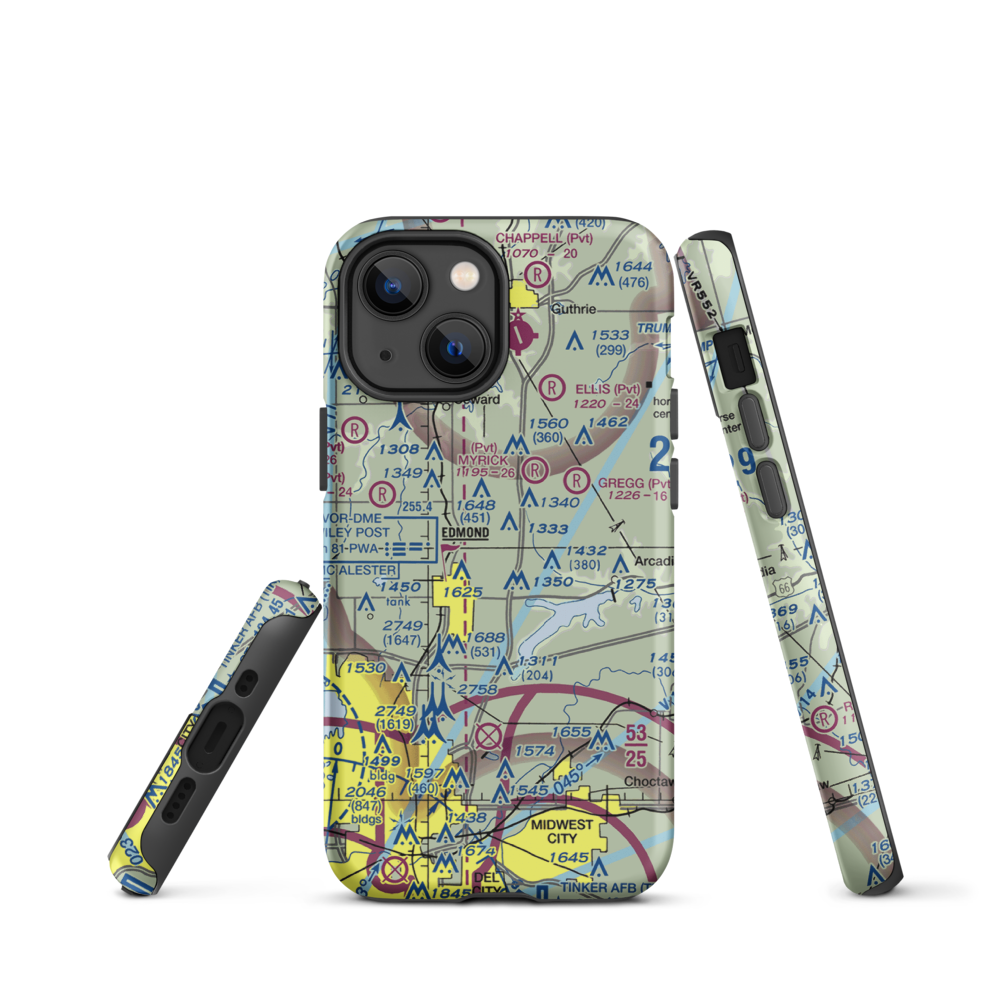 Edmond Airport (0OK0) VFR Sectional  Tough iPhone Case iPhone 13 mini model shown