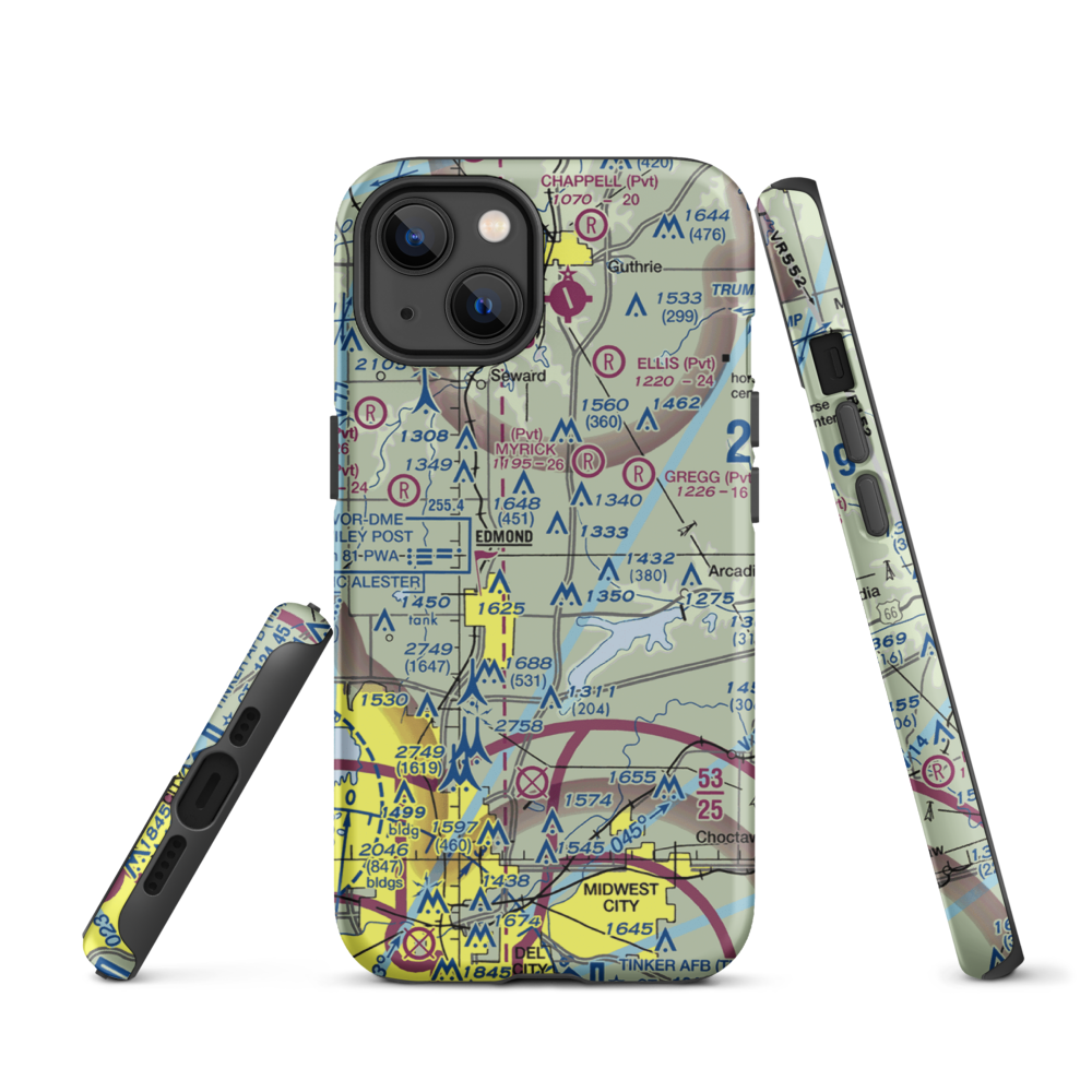Edmond Airport (0OK0) VFR Sectional  Tough iPhone Case iPhone 13 model shown
