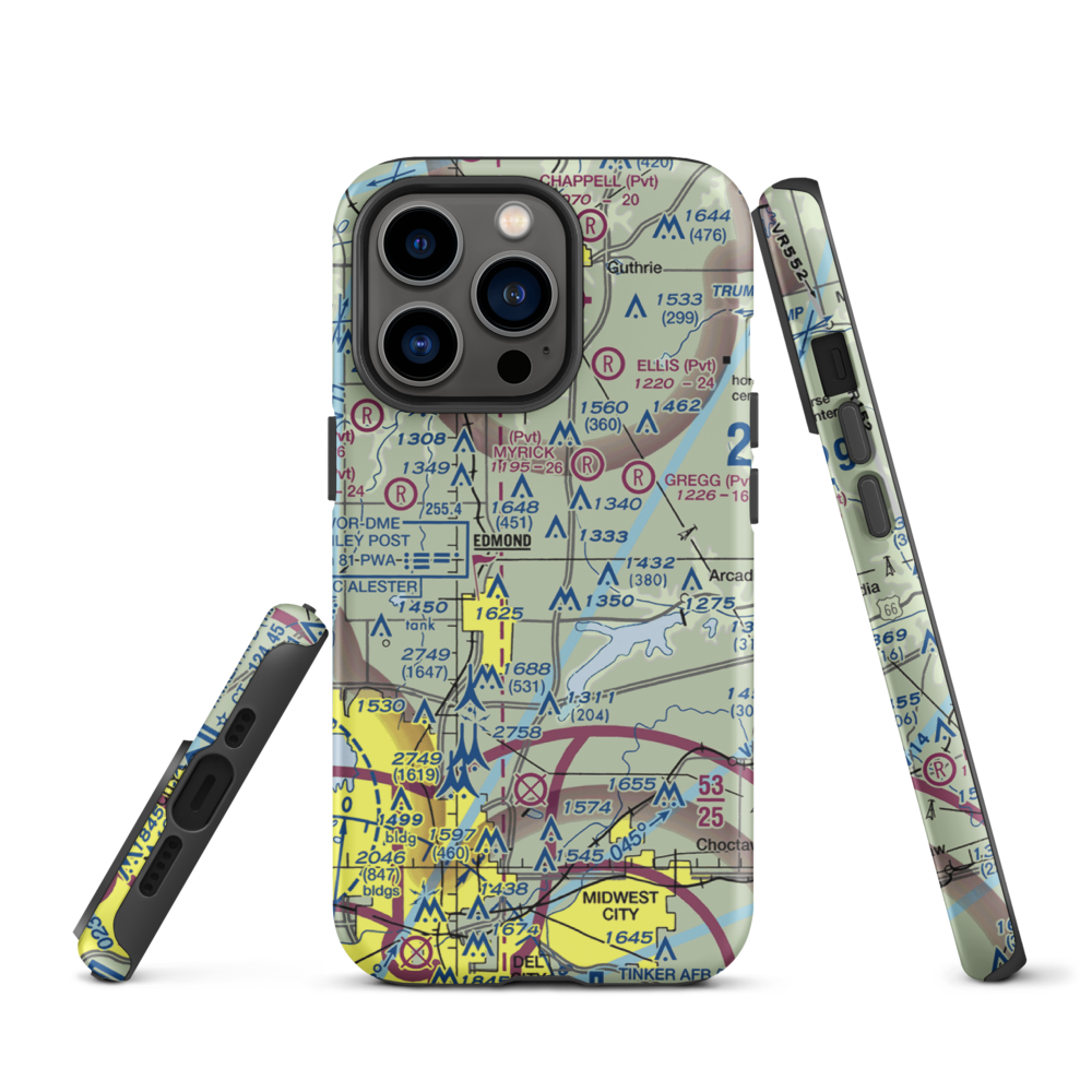 Edmond Airport (0OK0) VFR Sectional  Tough iPhone Case iPhone 13 Pro model shown