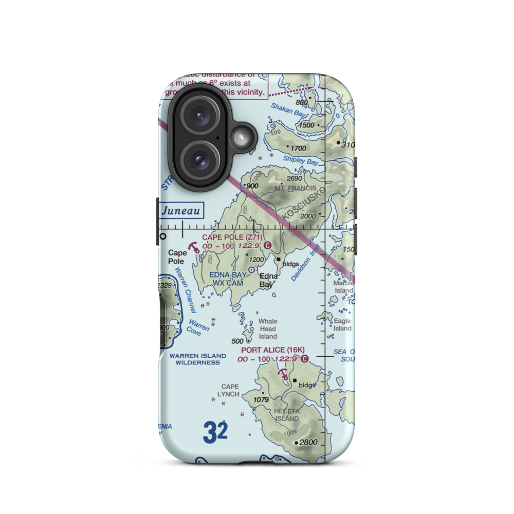 Edna Bay Seaplane Base (EDA) VFR Sectional  Tough iPhone Case iPhone 16 model shown