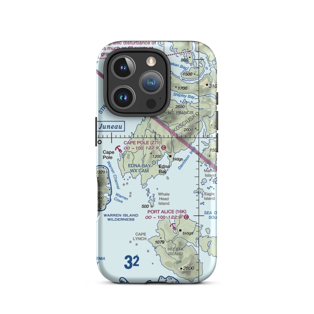 Edna Bay Seaplane Base (EDA) VFR Sectional  Tough iPhone Case iPhone 16 Pro model shown