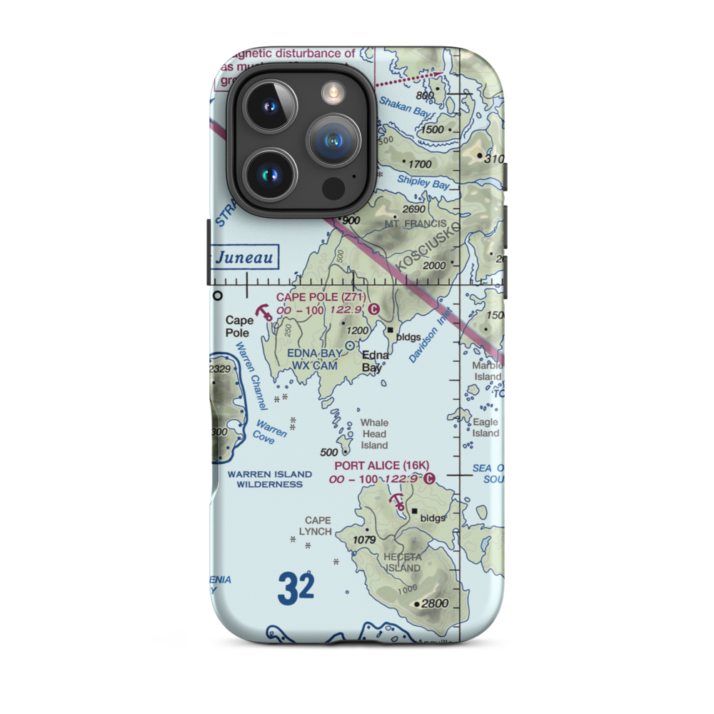 Edna Bay Seaplane Base (EDA) VFR Sectional  Tough iPhone Case iPhone 16 Pro Max model shown