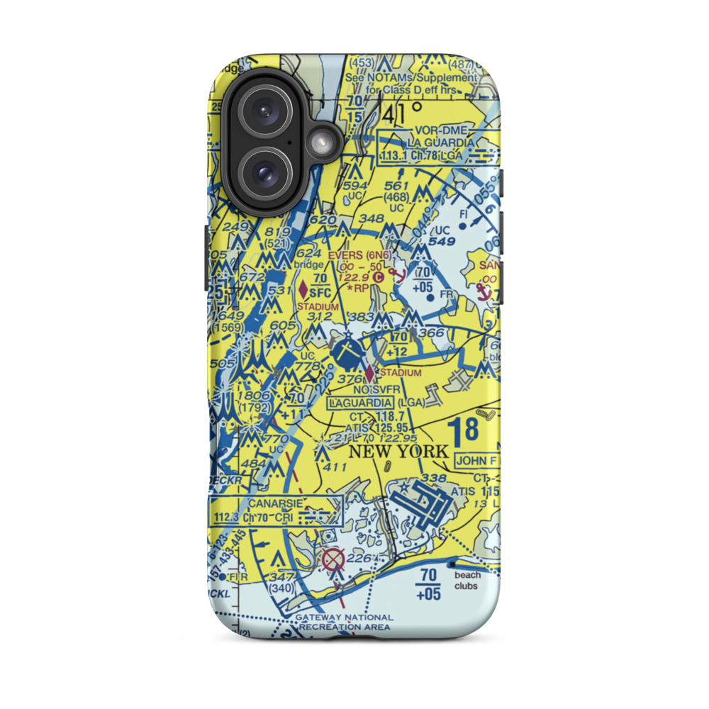 Edo Seaplane Base (4NY2) VFR Sectional  Tough iPhone Case iPhone 16 Plus model shown