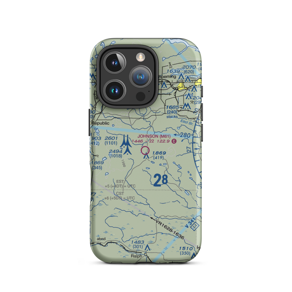 Edward F Johnson Airport (M61) VFR Sectional  Tough iPhone Case iPhone 16 Pro model shown
