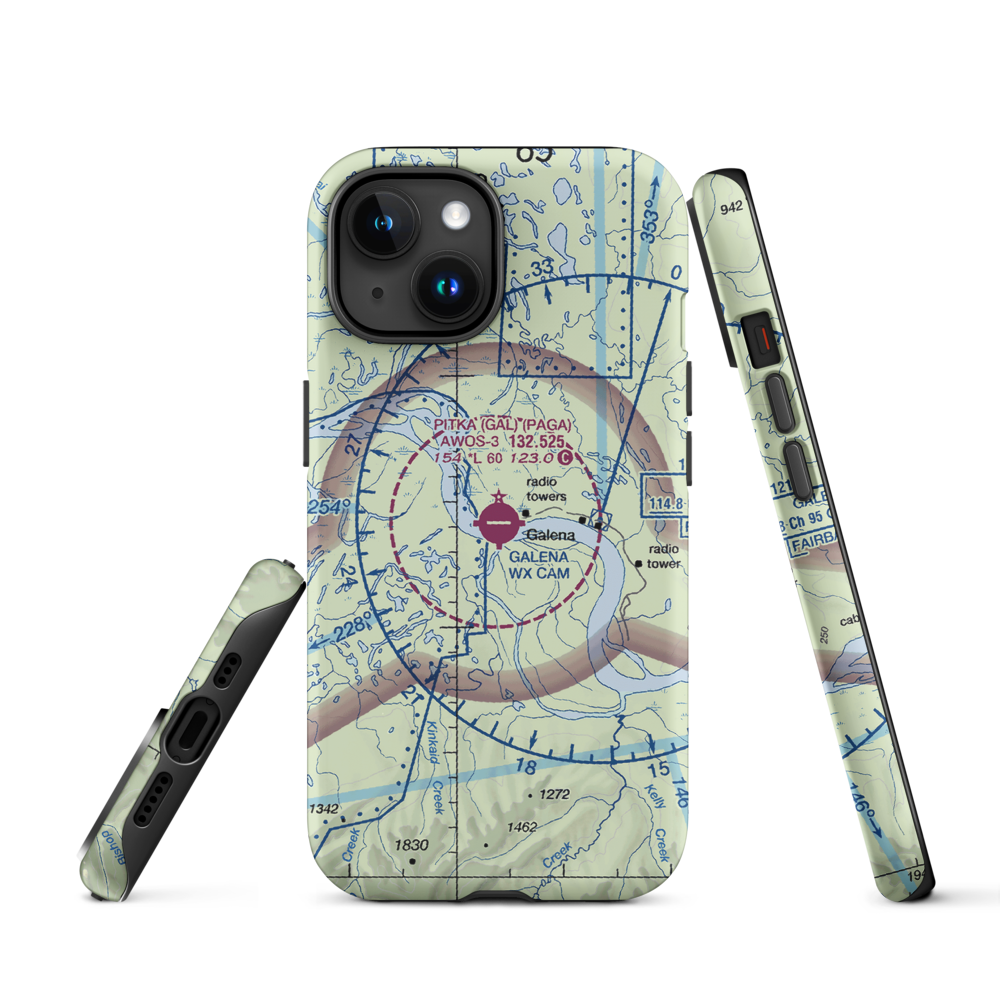 Edward G. Pitka Sr Airport (GAL) VFR Sectional  Tough iPhone Case iPhone 15 model shown