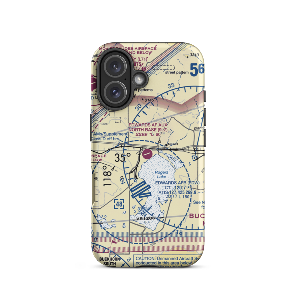 Edwards Af Aux North Base Airport (9L2) VFR Sectional  Tough iPhone Case iPhone 16 model shown